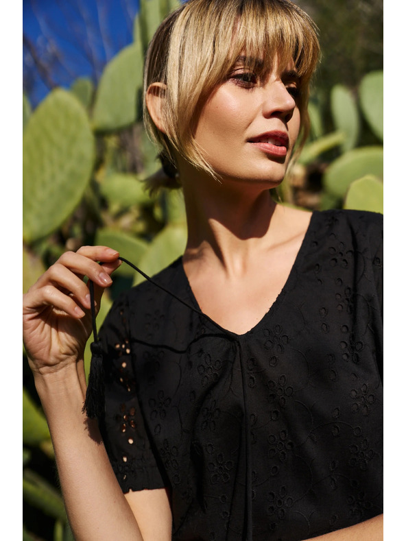 Moodo Cămașă neagră pentru femei madeira