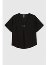 Moodo Bluză neagră lejeră cu mânecă scurtă