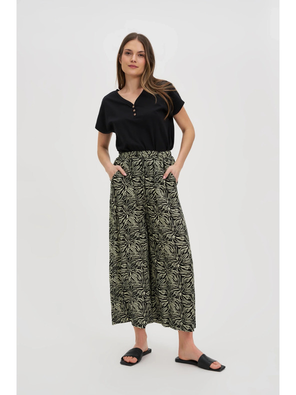 Moodo Bluză neagră pentru femei cu nasturi decorativi