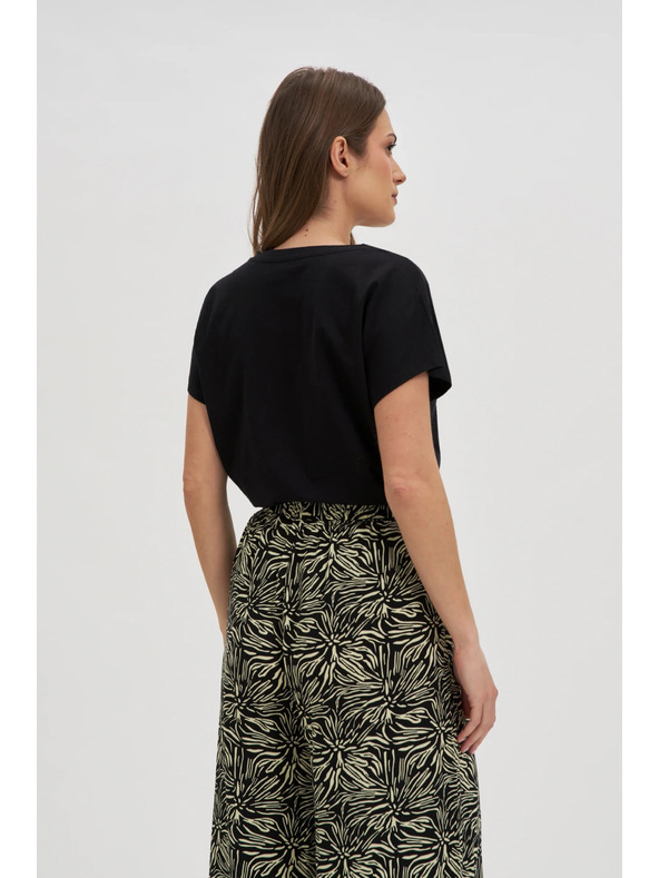 Moodo Bluză neagră pentru femei cu nasturi decorativi