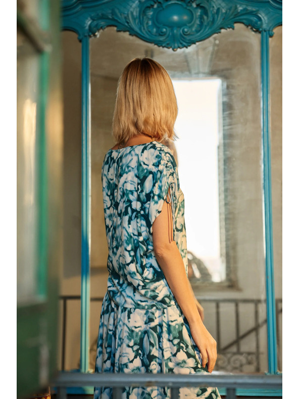 Moodo Cămașă pentru femei în dungi albastru și verde