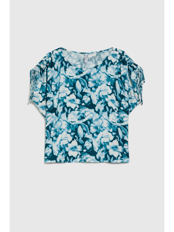 Moodo Cămașă pentru femei în dungi albastru și verde