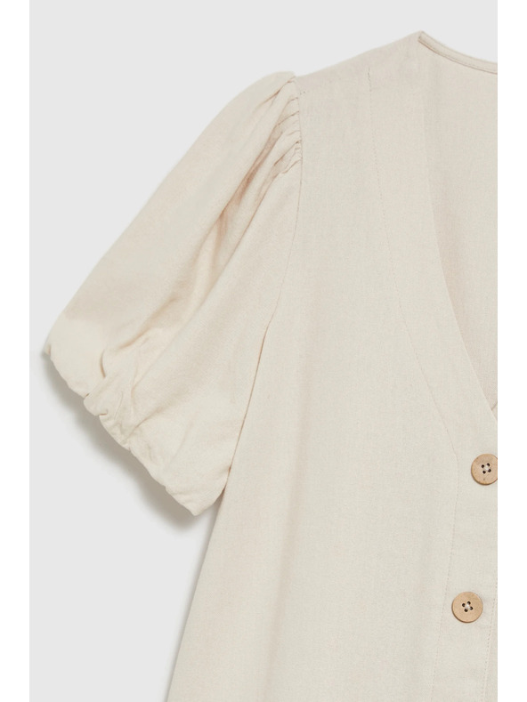 Moodo Cămașă bej pentru femei cu mânecă scurtă