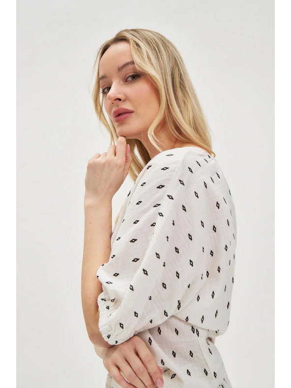 Moodo Bluză albă cu imprimeu