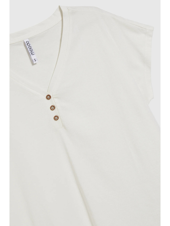 Moodo Bluză albă cu nasturi decorativi