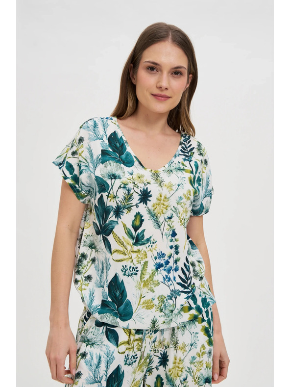 Moodo Top cu imprimeu floral și decolteu în V