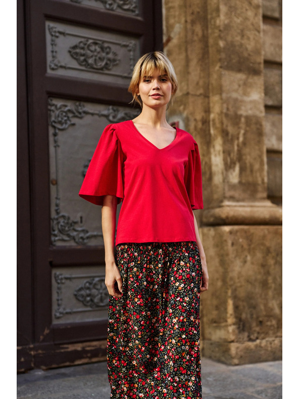 Moodo Bluză roșie cu mâneci largi