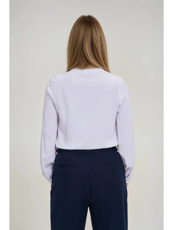 Moodo Bluză albă cu guler înalt pentru femei Moodo