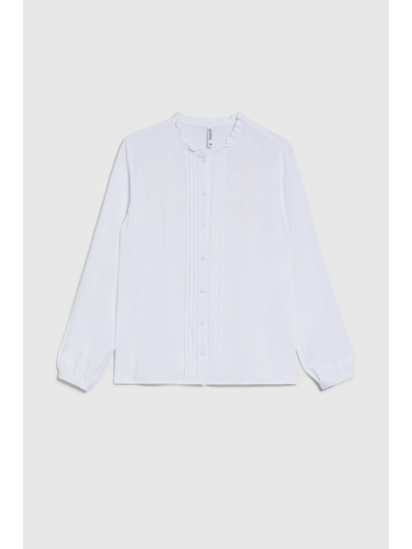 Moodo Bluză albă cu guler înalt pentru femei Moodo