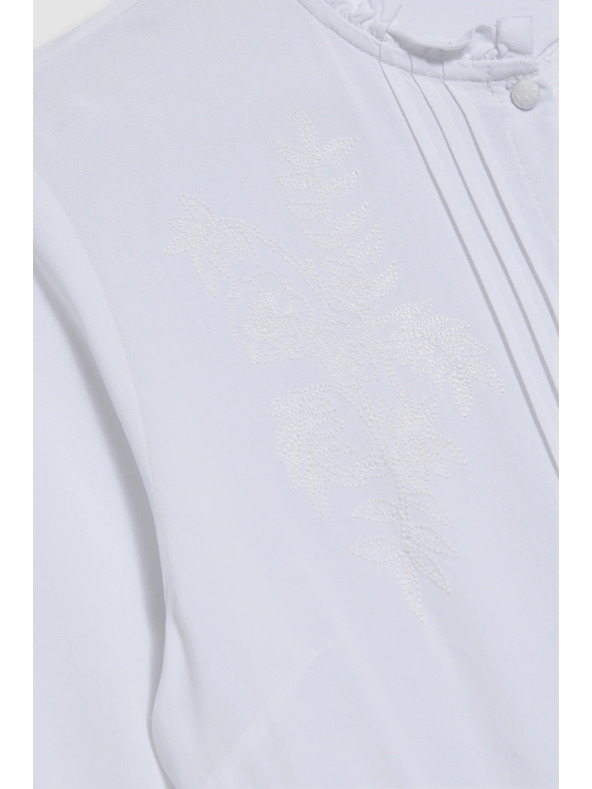 Moodo Bluză albă cu guler înalt pentru femei Moodo