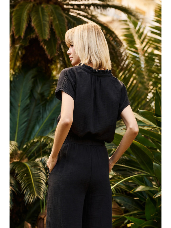 Moodo Bluză largă neagră din bumbac