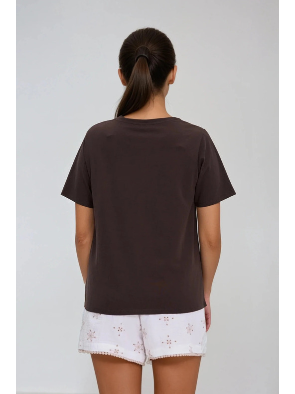 Moodo Top maro pentru femei cu tiv Madeira