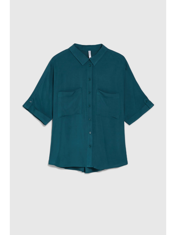 Moodo Cămașă verde cu lungime opțională de mânecă