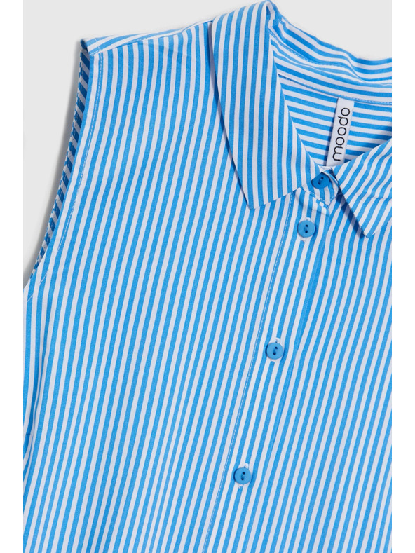 Moodo Cămașă fără mâneci în dungi albastre și albe