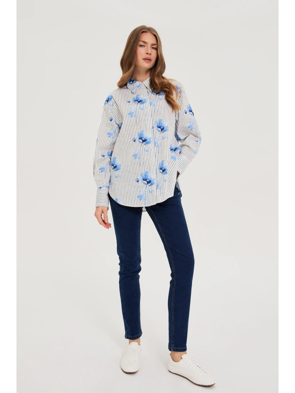 Moodo Cămașă pentru femei Moodo – albă/albastră