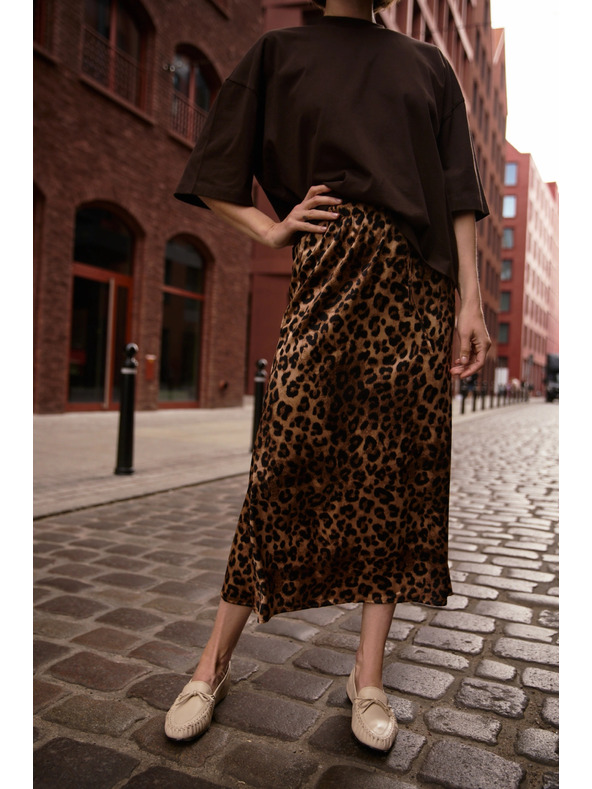 Moodo Fustă damă cu model leopard Moodo - maro