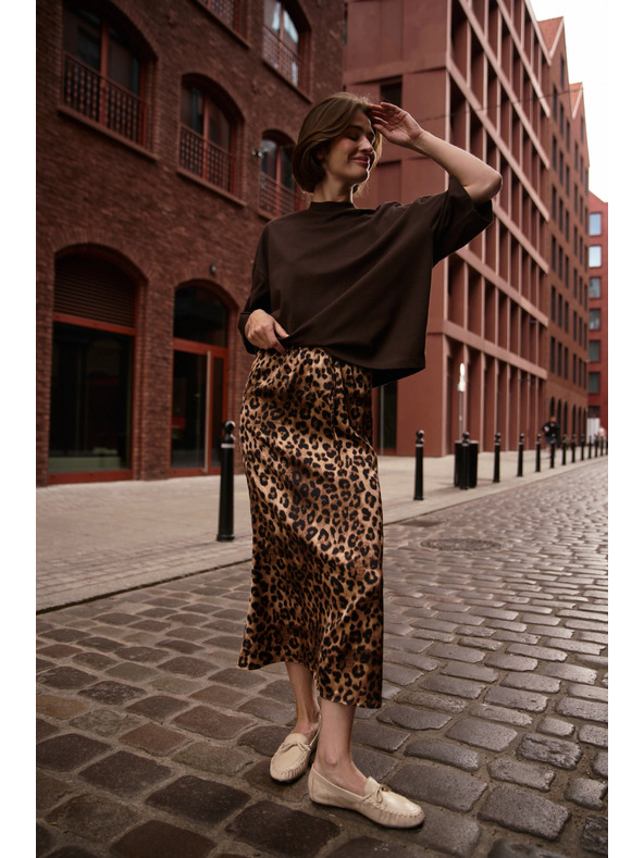 Moodo Fustă damă cu model leopard Moodo - maro