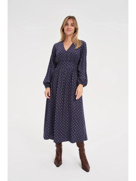 Moodo Rochie lungă albastră cu mâneci lungi Moodo