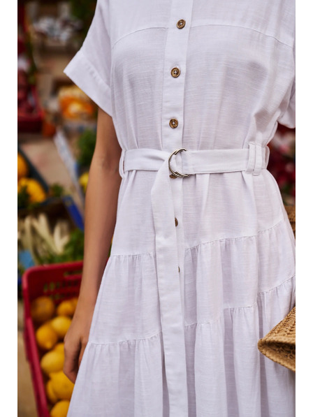 Moodo Rochie damă lungă tip cămașă Moodo - albă