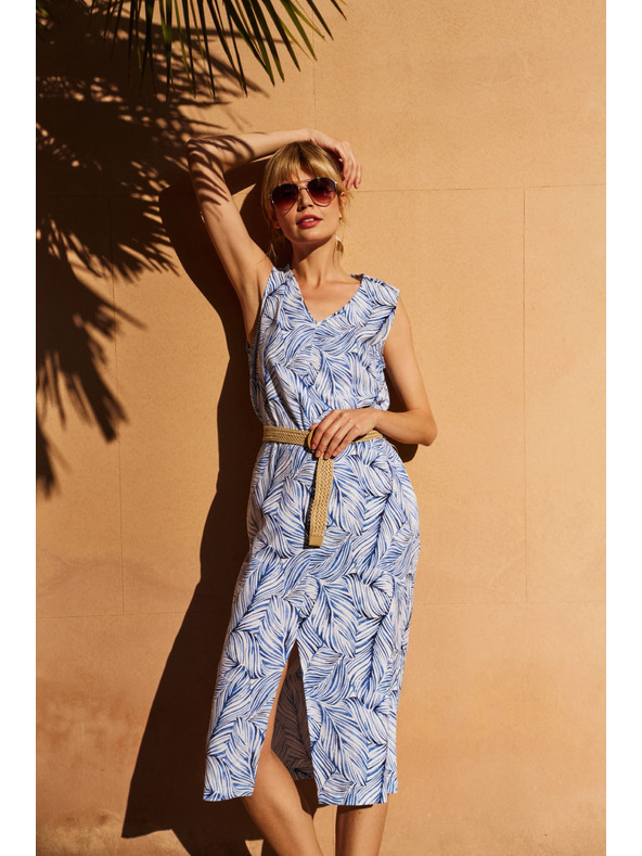 Moodo Rochie deschise la culoare albastru deschis cu centură