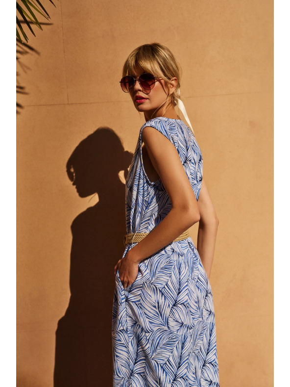 Moodo Rochie deschise la culoare albastru deschis cu centură