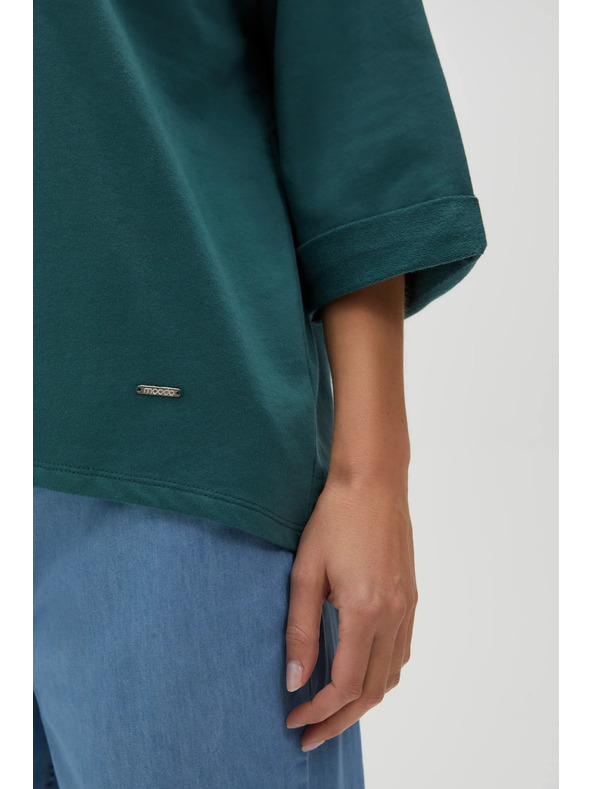 Moodo Hanorac verde cu mâneci trei sferturi