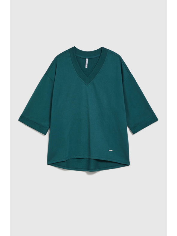 Moodo Hanorac verde cu mâneci trei sferturi