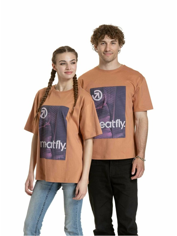 Meatfly Tricou unisex Meatfly Junglist Pink Leaf | Portocaliu