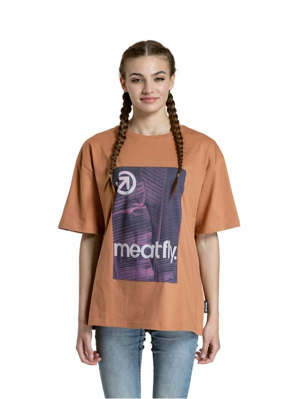 Meatfly Tricou unisex Meatfly Junglist Pink Leaf | Portocaliu