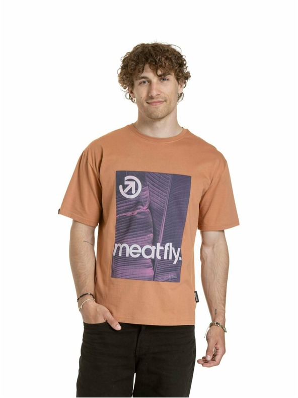 Meatfly Tricou unisex Meatfly Junglist Pink Leaf | Portocaliu
