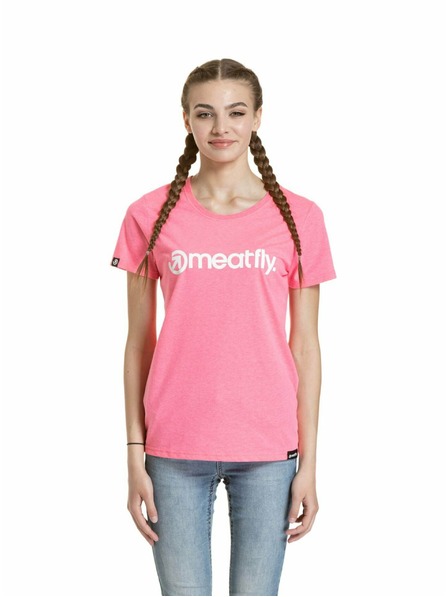 Meatfly Tricou pentru femei Meatfly Ladies MF Logo Neon Pink