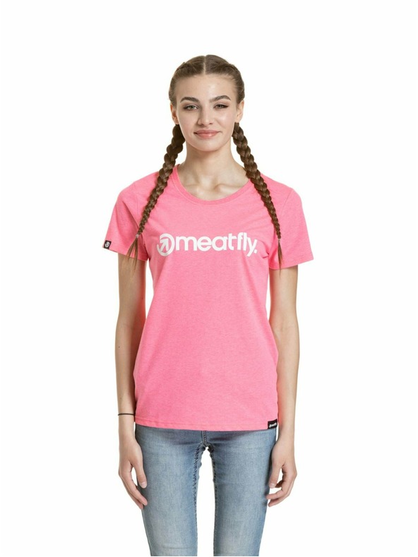 Meatfly Tricou pentru femei Meatfly Ladies MF Logo Neon Pink