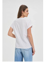 Moodo Tricou pentru femei Moodo cu aplicație argintie – alb