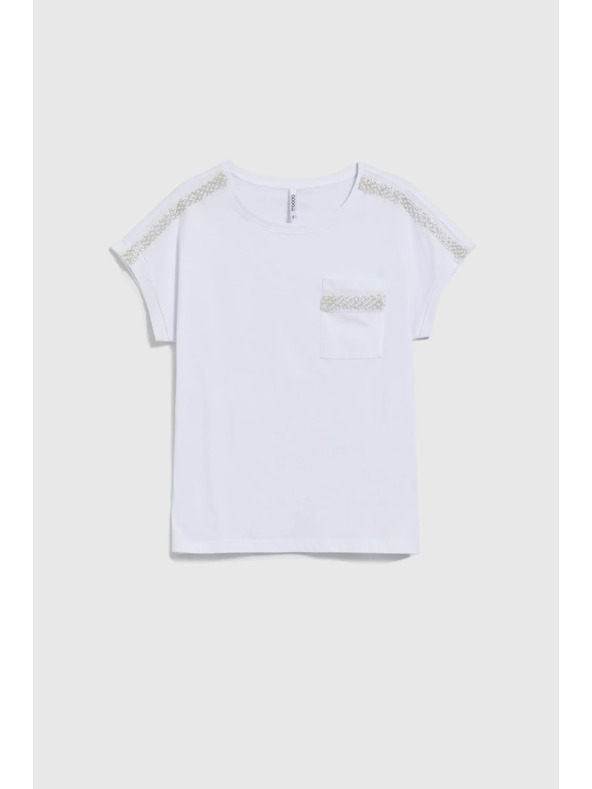 Moodo Tricou pentru femei Moodo cu aplicație argintie – alb