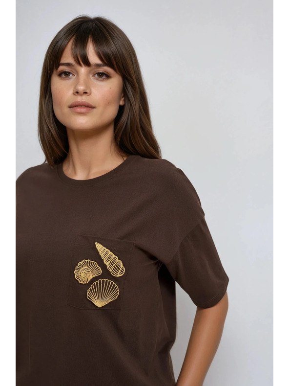 Moodo Tricou maro pentru femei cu imprimeu