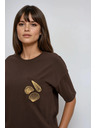 Moodo Tricou maro pentru femei cu imprimeu
