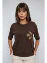 Moodo Tricou maro pentru femei cu imprimeu