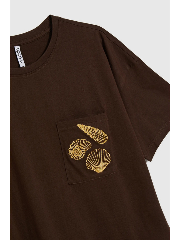 Moodo Tricou maro pentru femei cu imprimeu