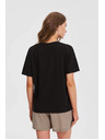 Moodo Tricou negru pentru femei cu imprimeu