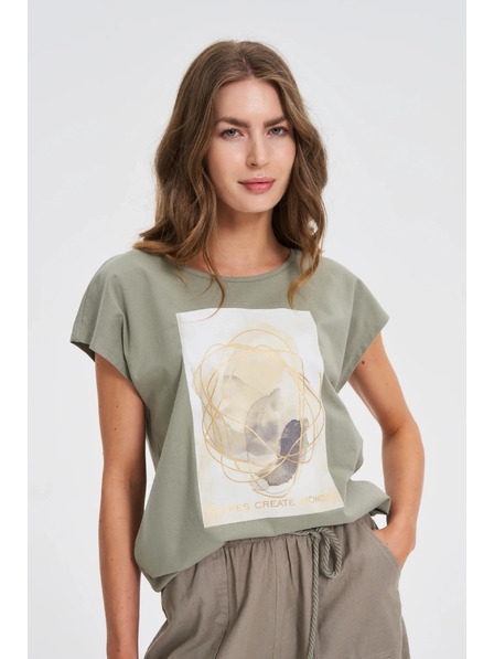Moodo Tricou pentru femei Moodo cu imprimeu – măslinie