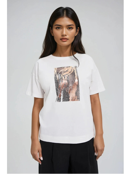 Moodo Tricou pentru femei Moodo cu imprimeu – culoare albă