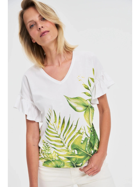 Moodo Top alb cu imprimeu floral