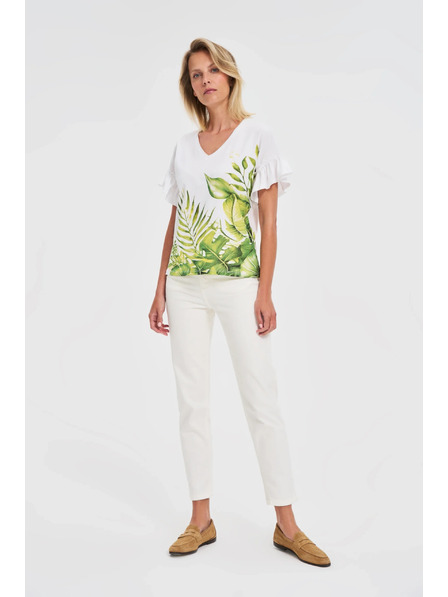Moodo Top alb cu imprimeu floral