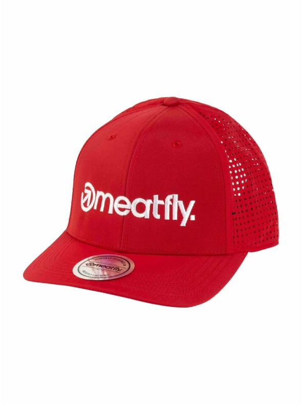 Meatfly Șapcă Meatfly Nollie Perfor Cap Red / White Logo | Albă | Mărime