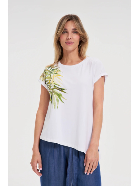 Moodo Tricou asimetric pentru femei Moodo – alb