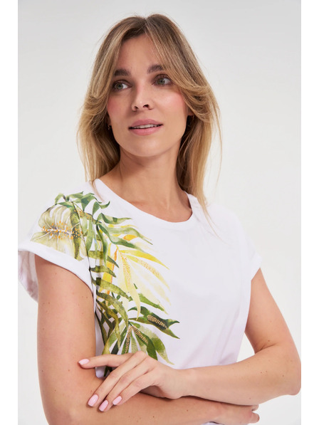 Moodo Tricou asimetric pentru femei Moodo – alb