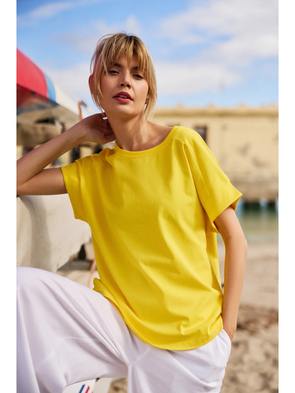Moodo Tricou de damă din bumbac Moodo – galben