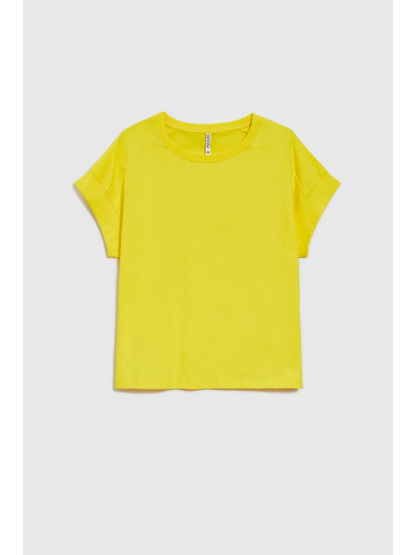 Moodo Tricou de damă din bumbac Moodo – galben