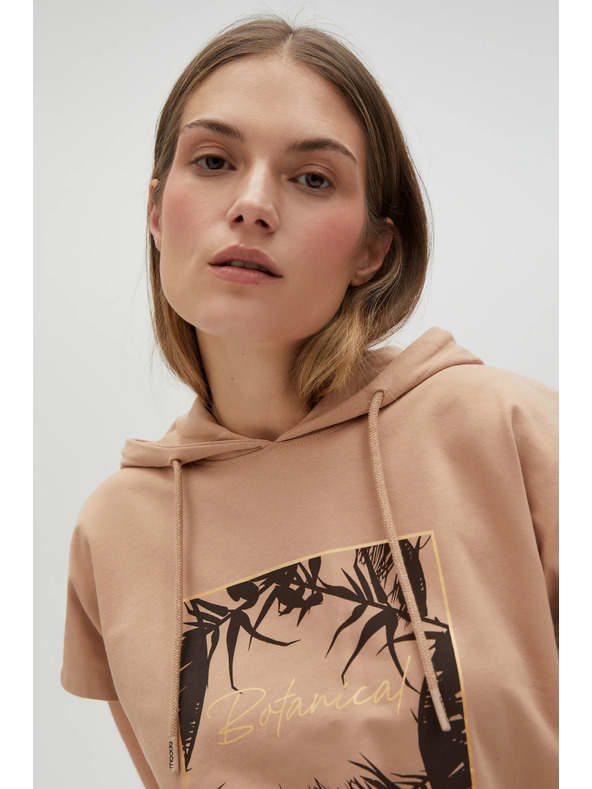 Moodo Top hanorac bej cu glugă