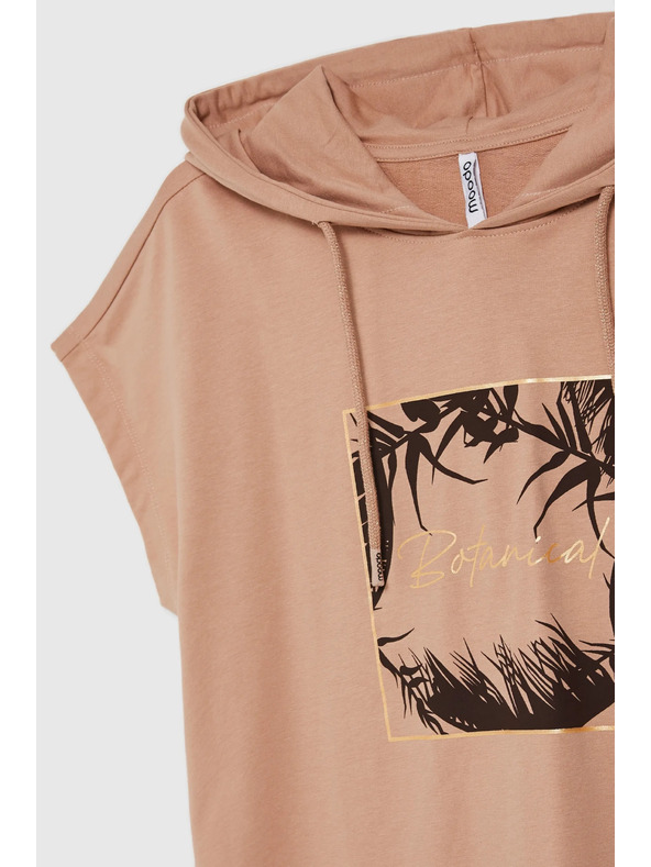 Moodo Top hanorac bej cu glugă